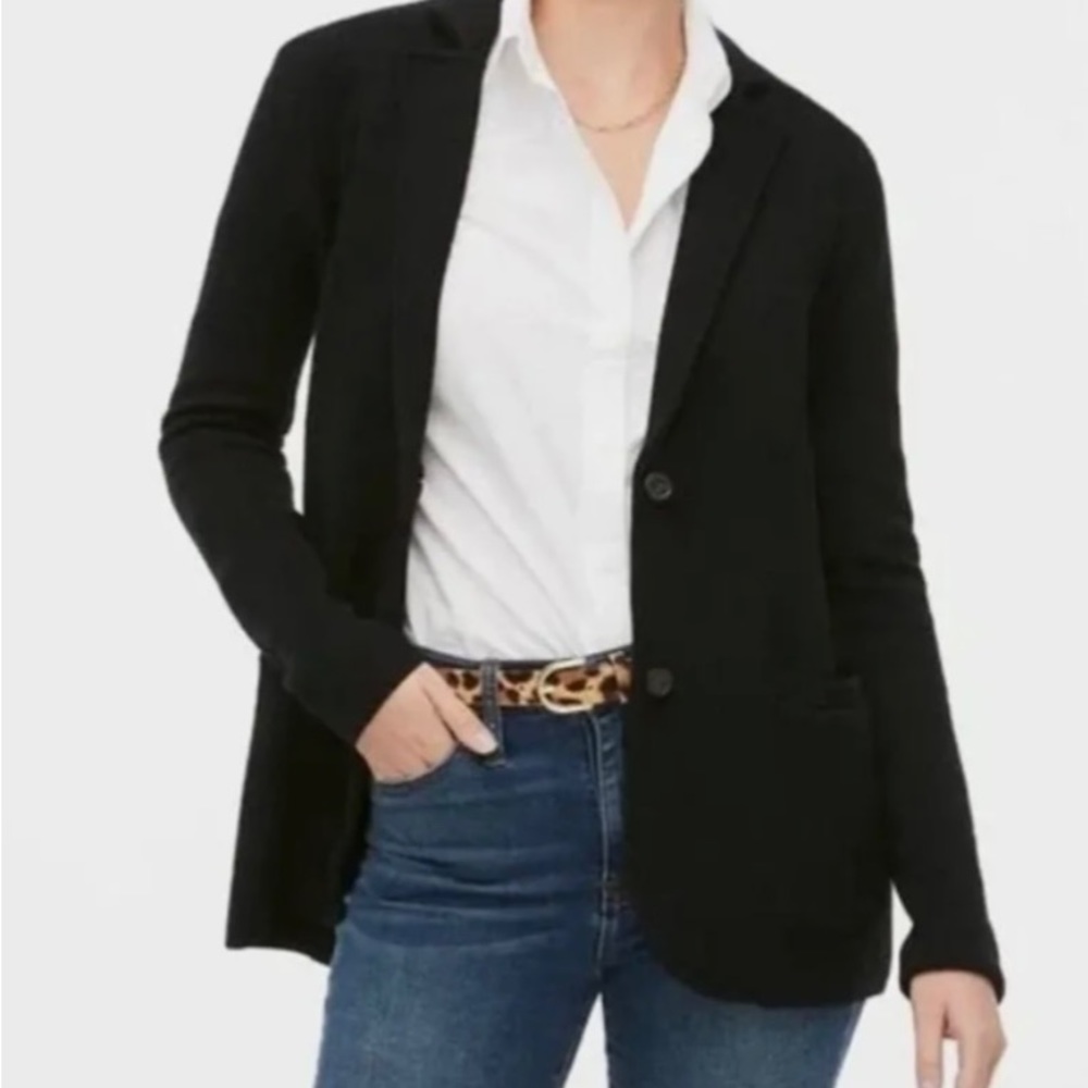 J Crew Factory Sweater Blazer Black Sz XXS - Picture 3 of 9